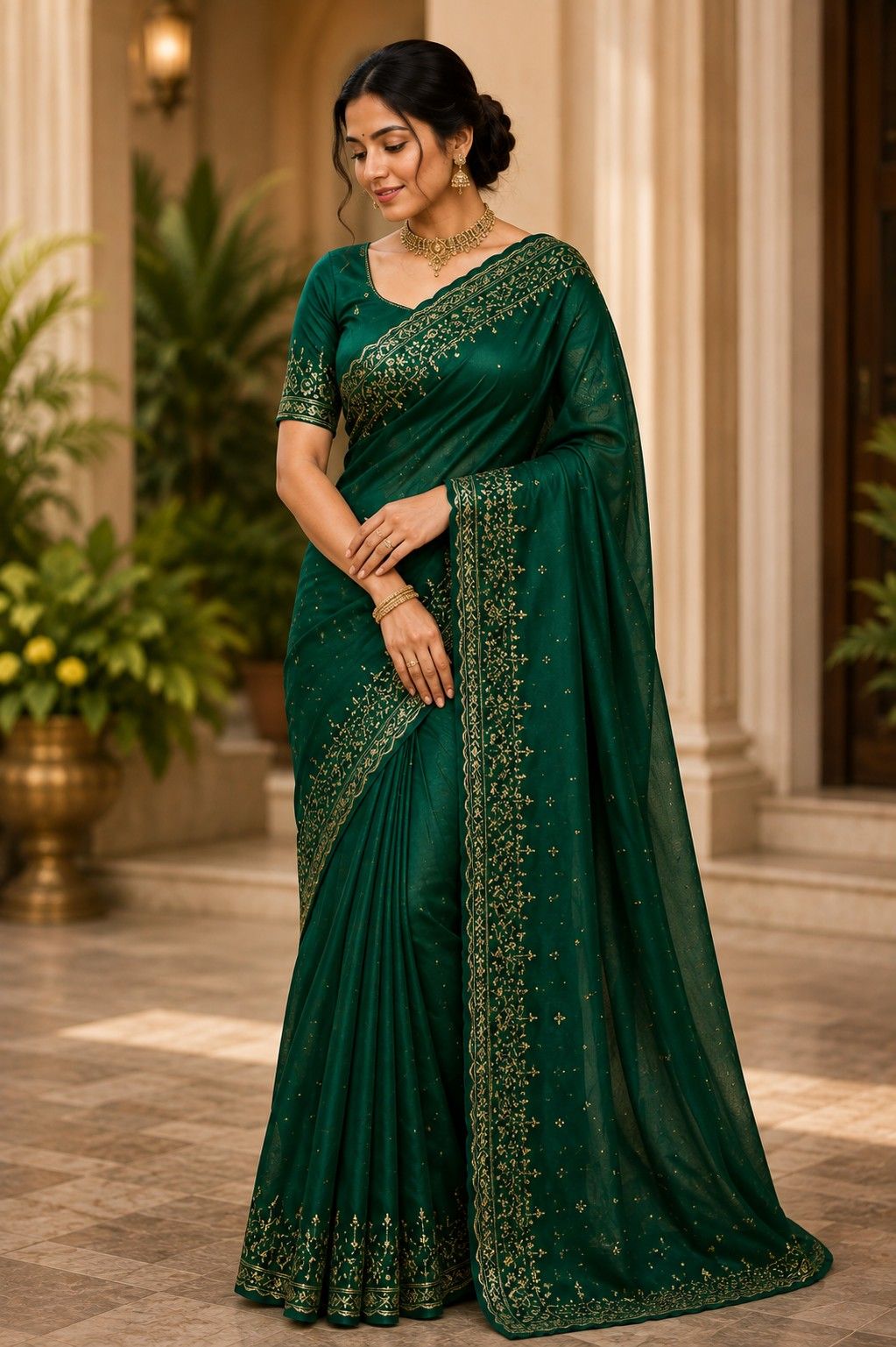 Emerald Georgette Party Saree