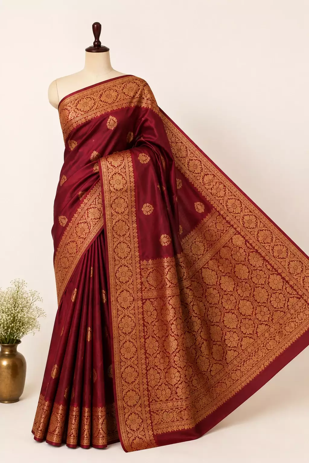 Maroon Silk Blend Occasion Saree